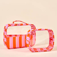 Clearly Chic Cosmetic Bag Set in Sicily Stripes Pink *Final Sale*
