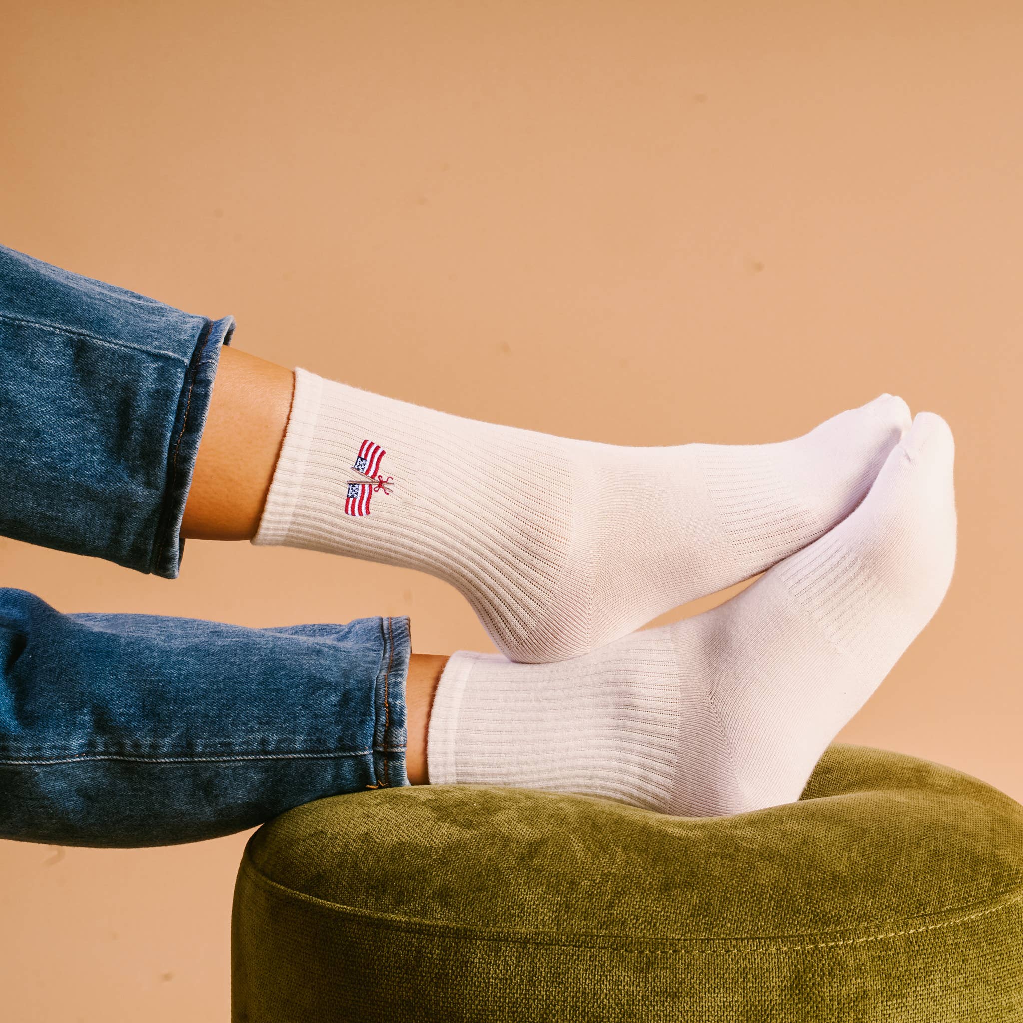 Embroidered Crew Socks in American Flags *Final Sale*
