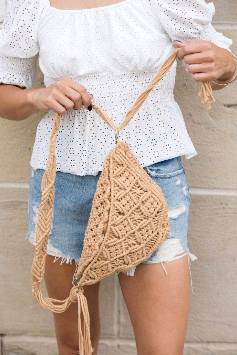 Coastal Drift Macrame Crossbody Bag *Final Sale*