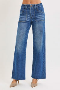 Risen Delaney Mid Rise Wide Leg Jeans