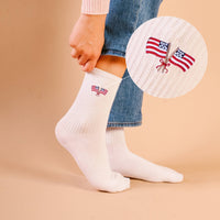 Embroidered Crew Socks in American Flags *Final Sale*
