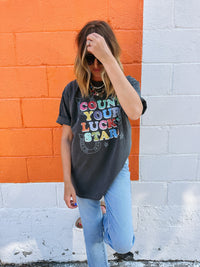 Count Your Lucky Stars Tee in Charcoal