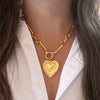 Etched Heart Chunky Chain Statement Necklace *Final Sale*