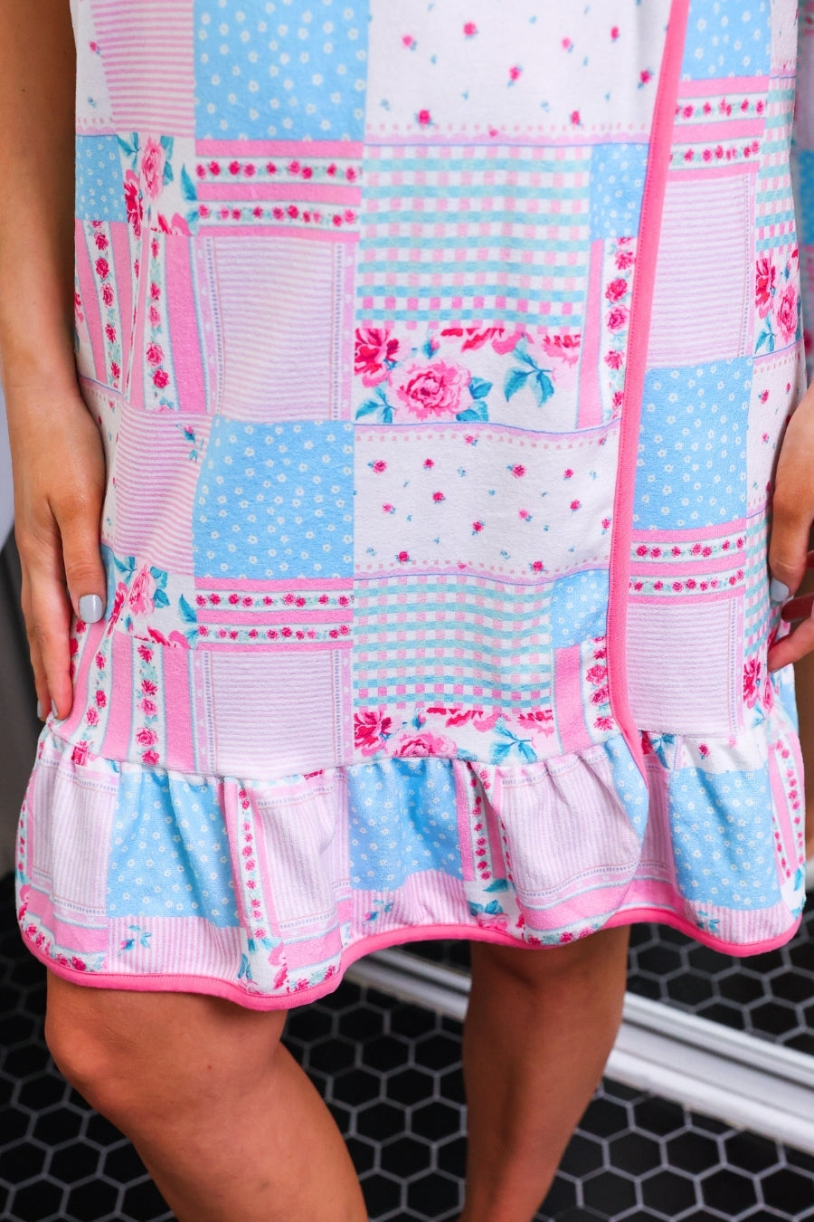 Almost Ready Bath Wrap in Pink Heirloom Patchwork *Final Sale*