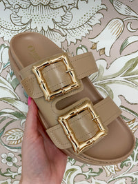 Saki Platform Sandals in Camel