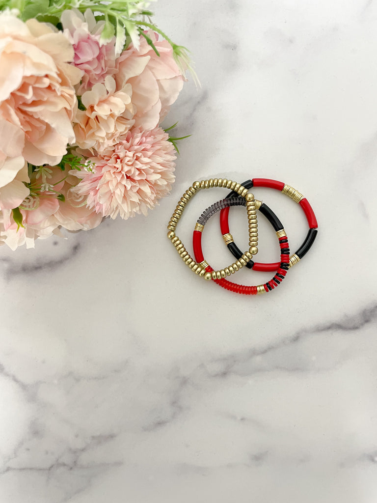 Broadway Bracelet Set in Red/Black