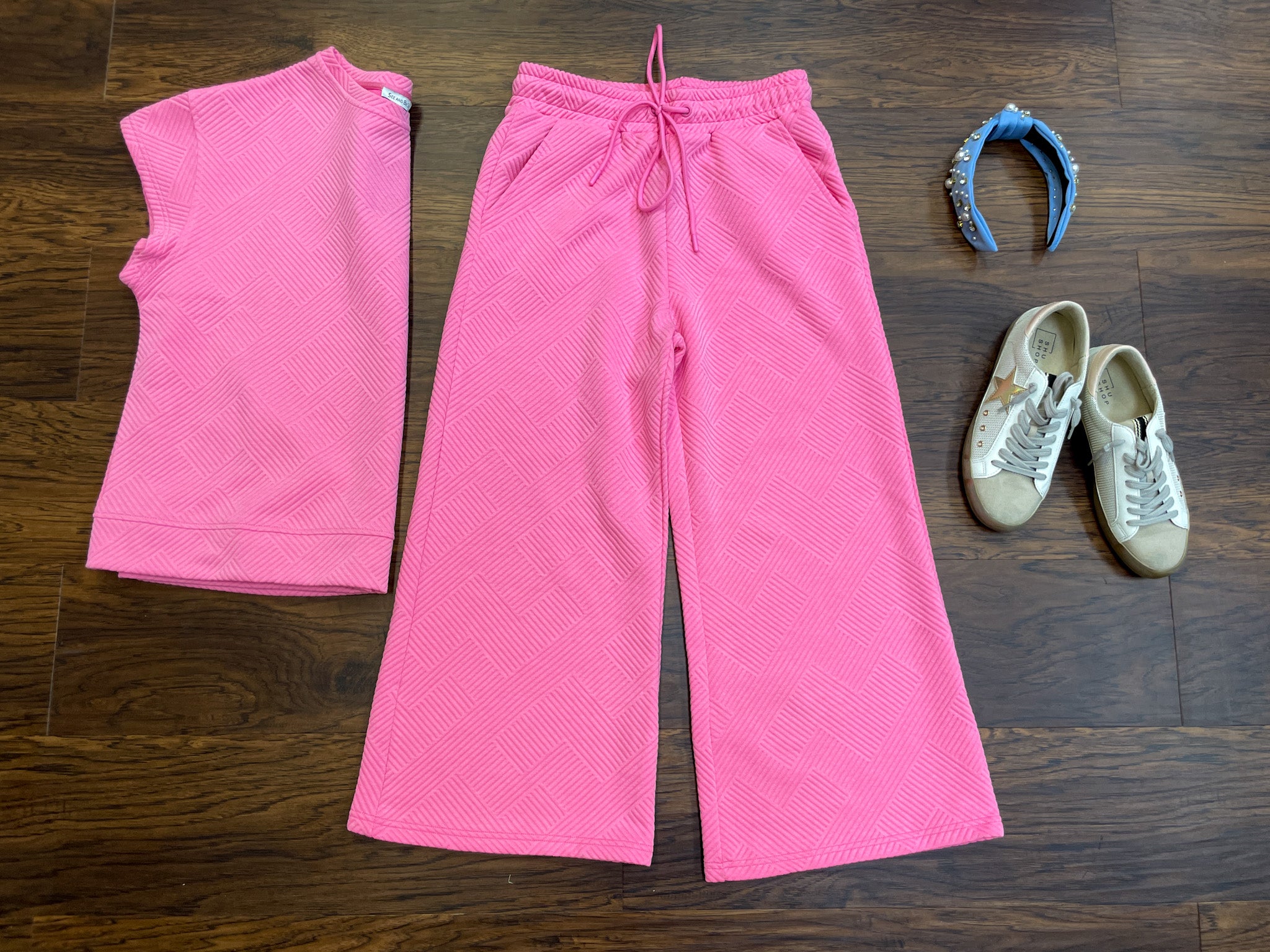 Call My Jet Textured Pants in Bubble Gum