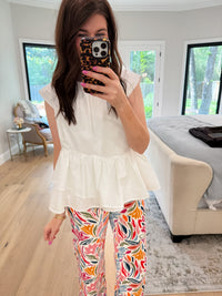 Sweet Structure Peplum Top in White