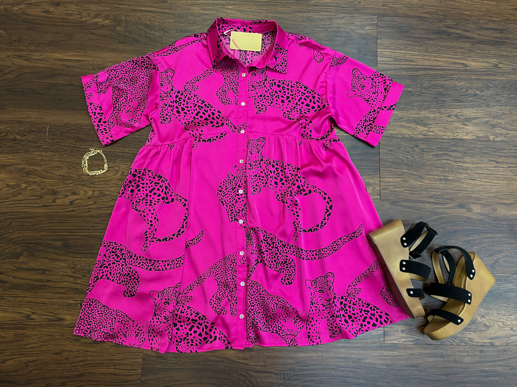 Wild Side Dress in Hot Pink