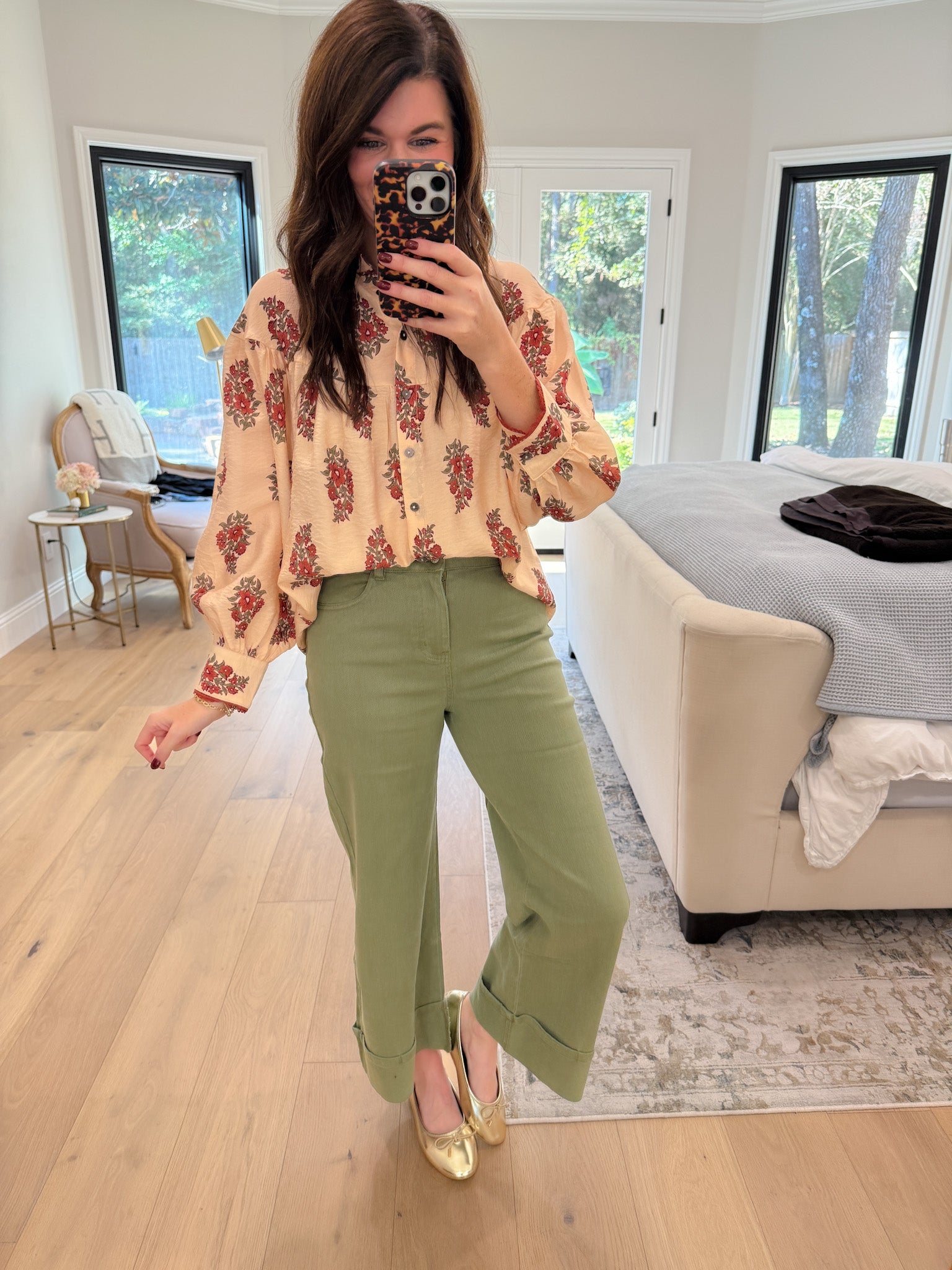 Catching Glances Floral Button Down in Cream