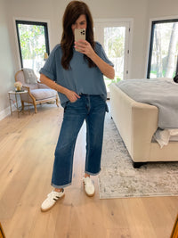 Vervet Ocean Eyes Cuffed Straight Leg Jeans