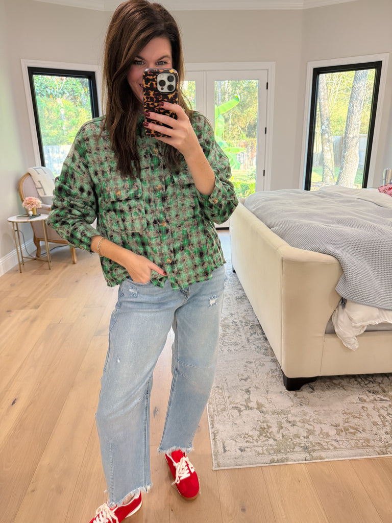 Evergreen Ease Bleached Button Down