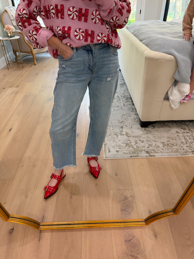 Risen Reese Mid Rise Barrel Jeans