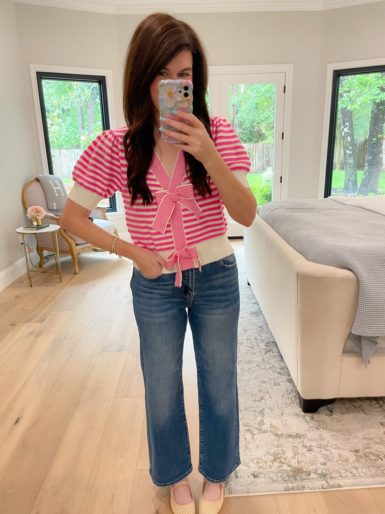 Twice as Lovely Button Sweater in Pink