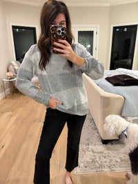 Frosted Plaid Sweater in Gray