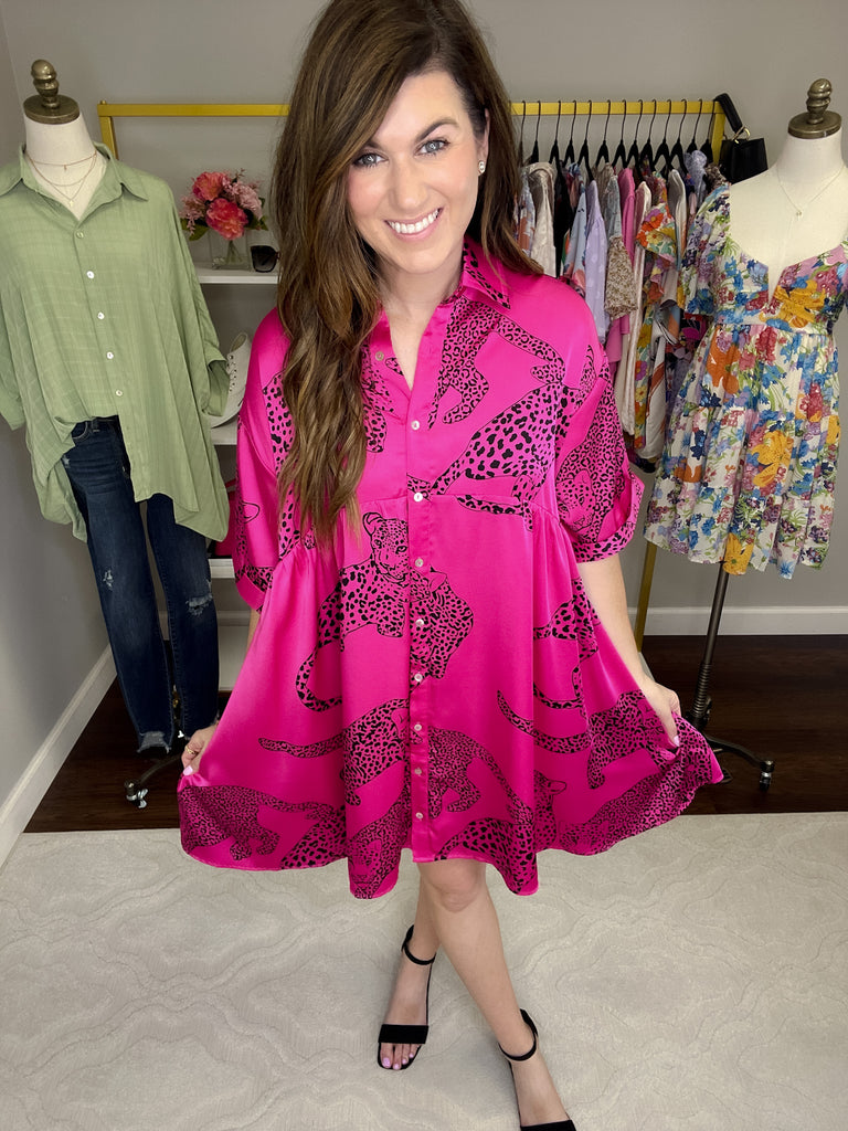 Wild Side Dress in Hot Pink