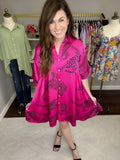 Wild Side Dress in Hot Pink