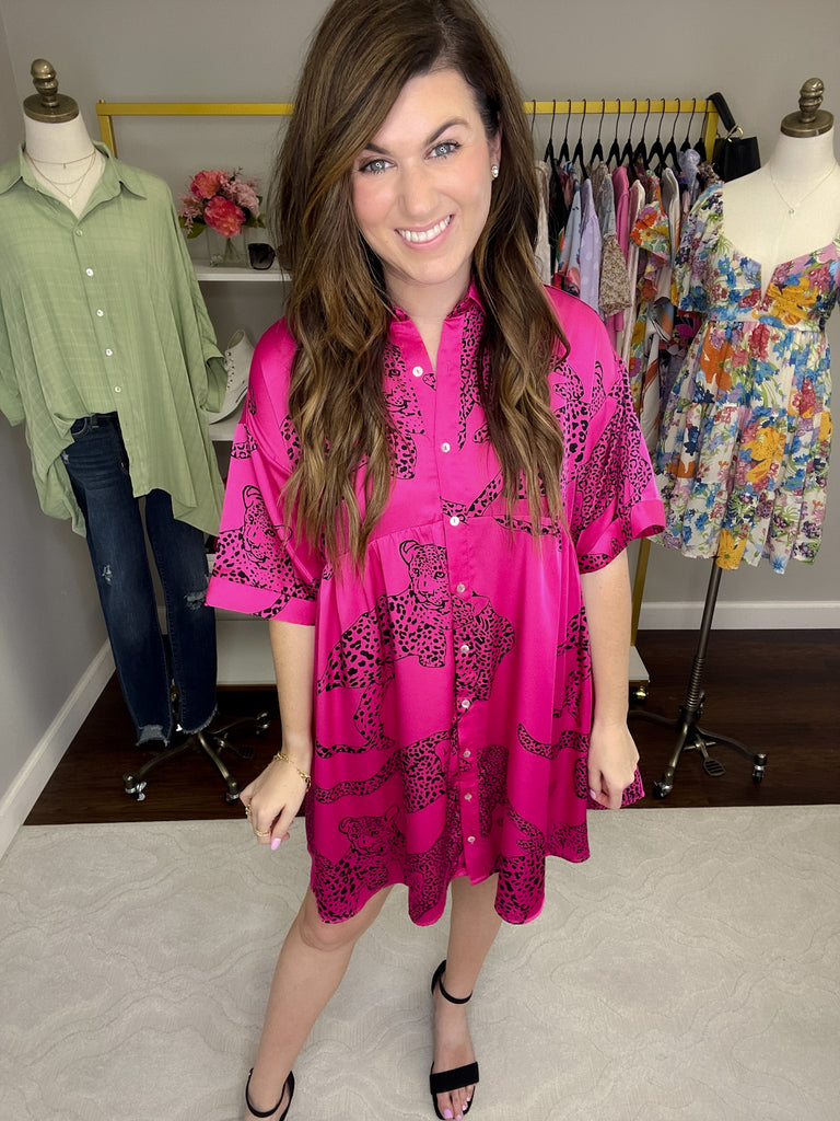 Wild Side Dress in Hot Pink