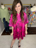 Wild Side Dress in Hot Pink