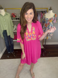 Heading to the Beach Dress in Hot Pink
