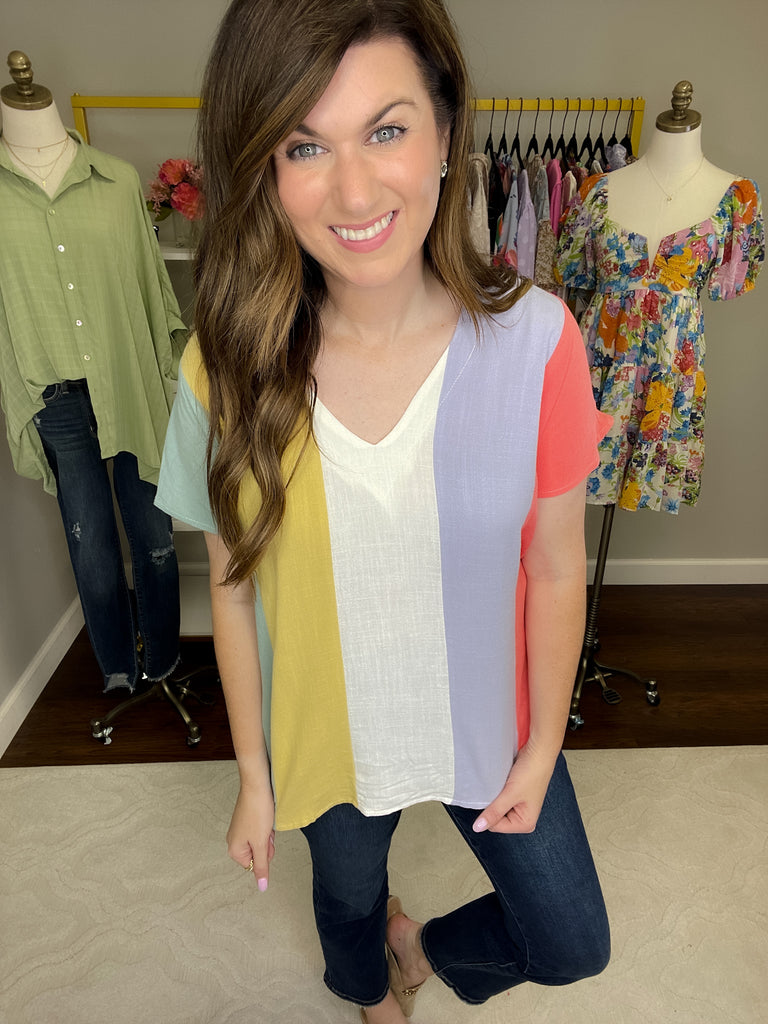 SALE! Shaney Striped Tops in Coral/Blue and Pink/Red