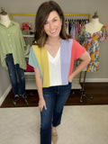 Shaney Striped Tops in Coral/Blue and Pink/Red