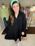 Loving You is Easy Collared Dress in Black