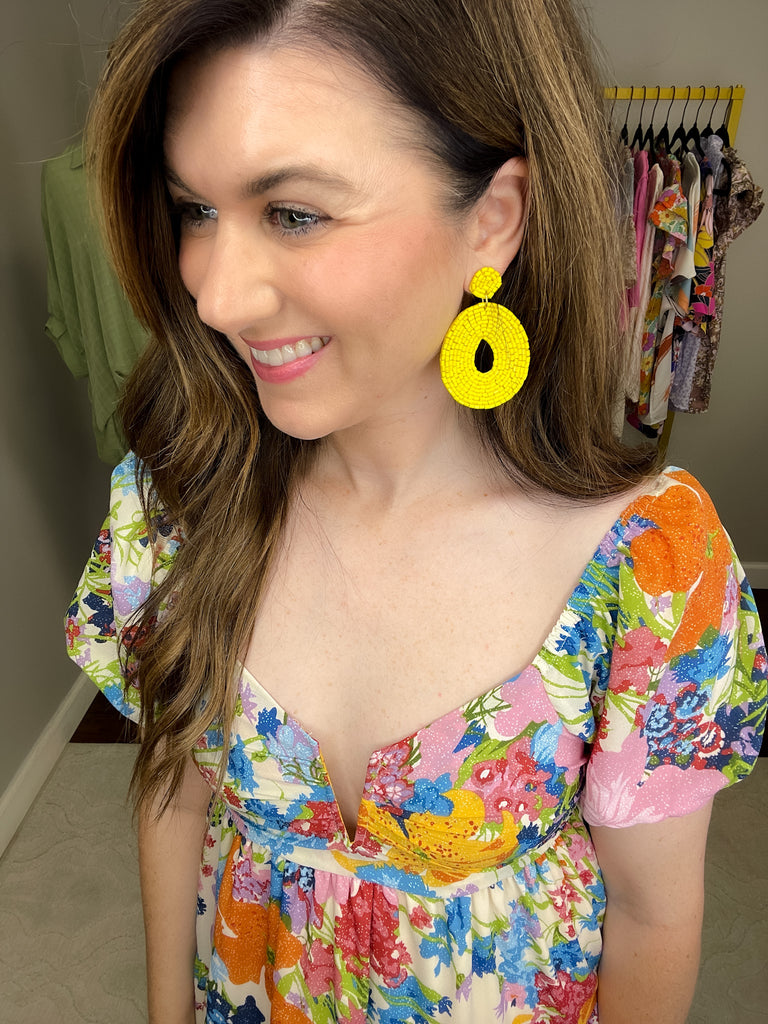 Buenos Aires Seed Bead Earrings in Yellow