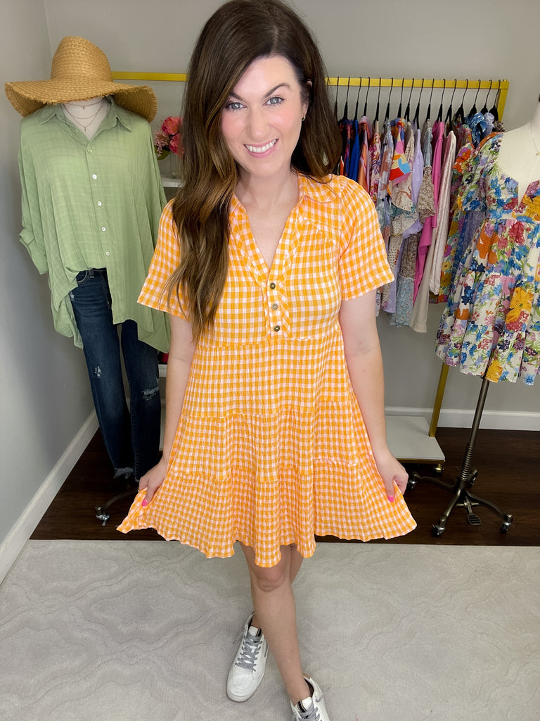 True Delight Gingham Dress in Sunray