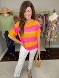Sutter Striped Sweater in Orange/Pink