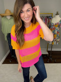 Sutter Striped Sweater in Orange/Pink