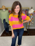 Sutter Striped Sweater in Orange/Pink