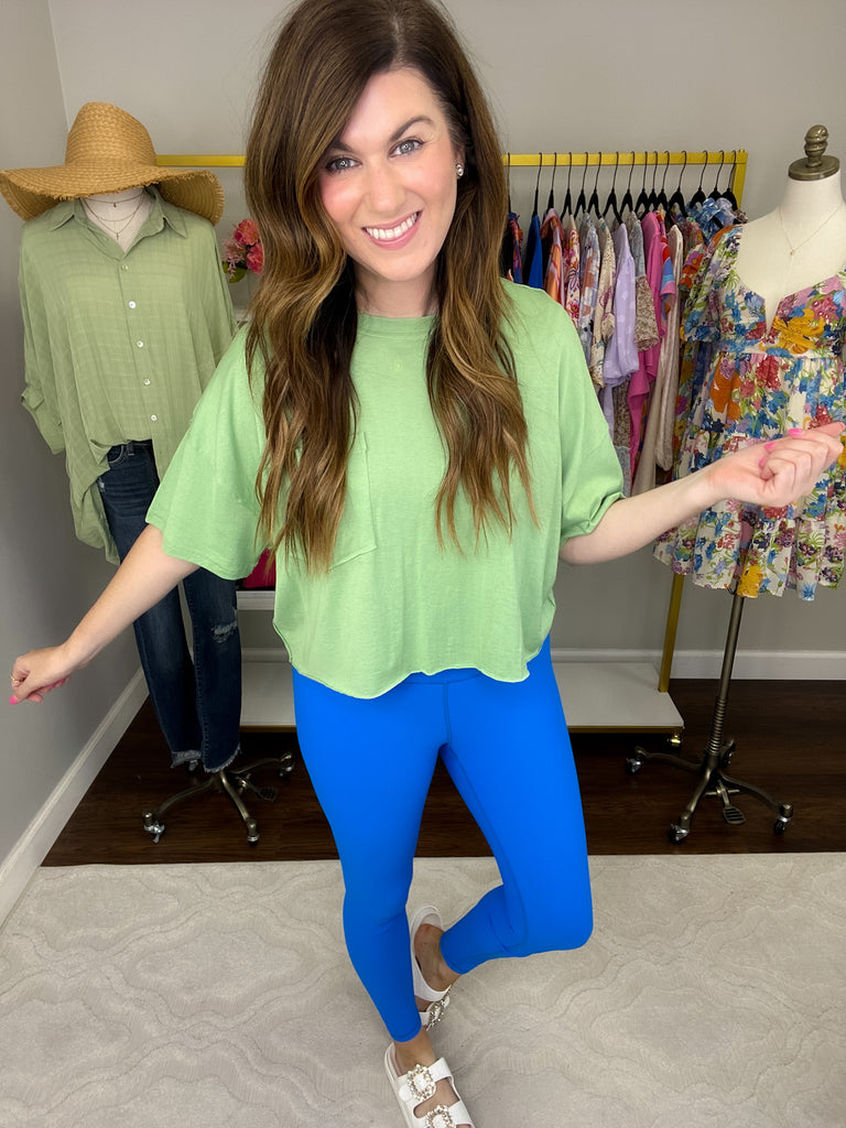 Go Getter Ribbed Leggings in Sonic Blue