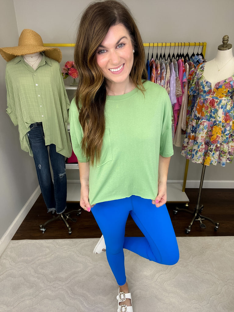 Go Getter Ribbed Leggings in Sonic Blue