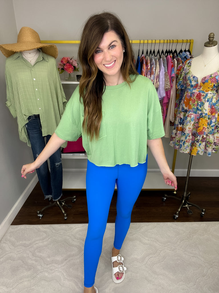 Go Getter Ribbed Leggings in Sonic Blue
