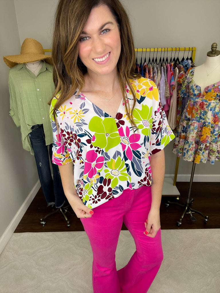 *BELLES & DOORBUSTER* Season of Blooms Top in White