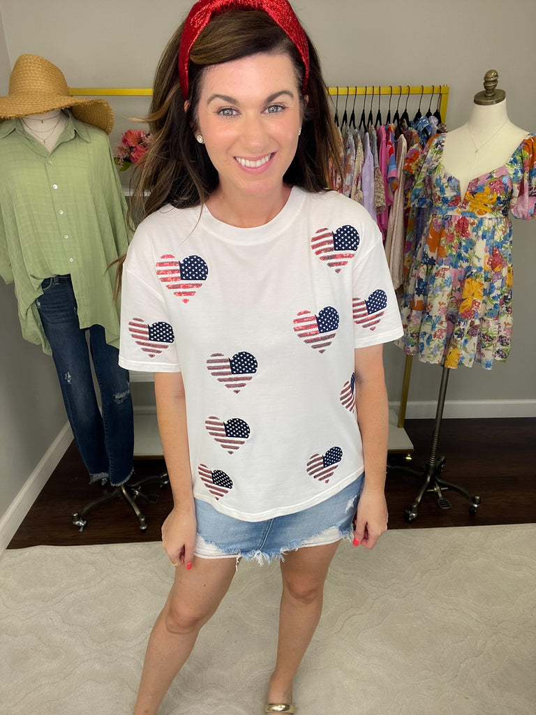 USA Love Tee in White