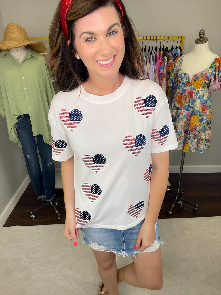 USA Love Tee in White