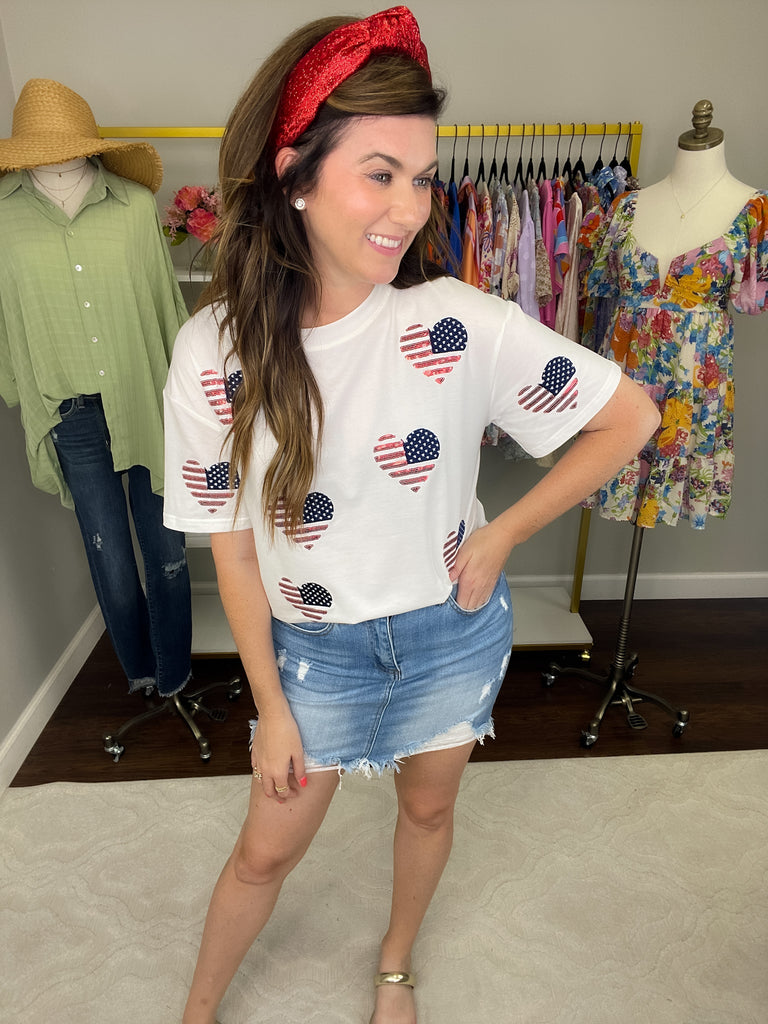 USA Love Tee in White