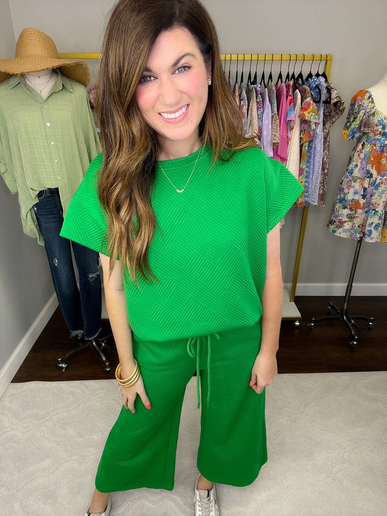 Call My Jet Textured Top in Green
