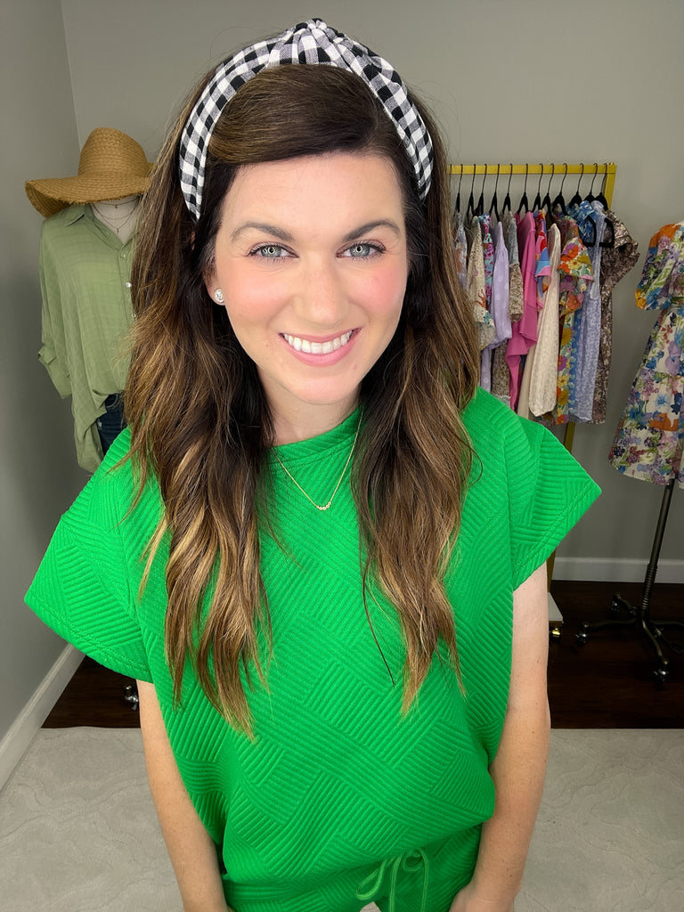 Black and White Gingham Headband