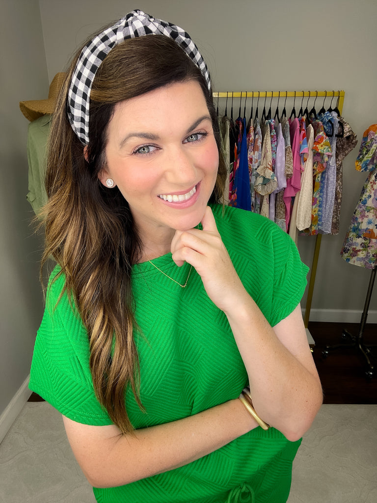 Black and White Gingham Headband