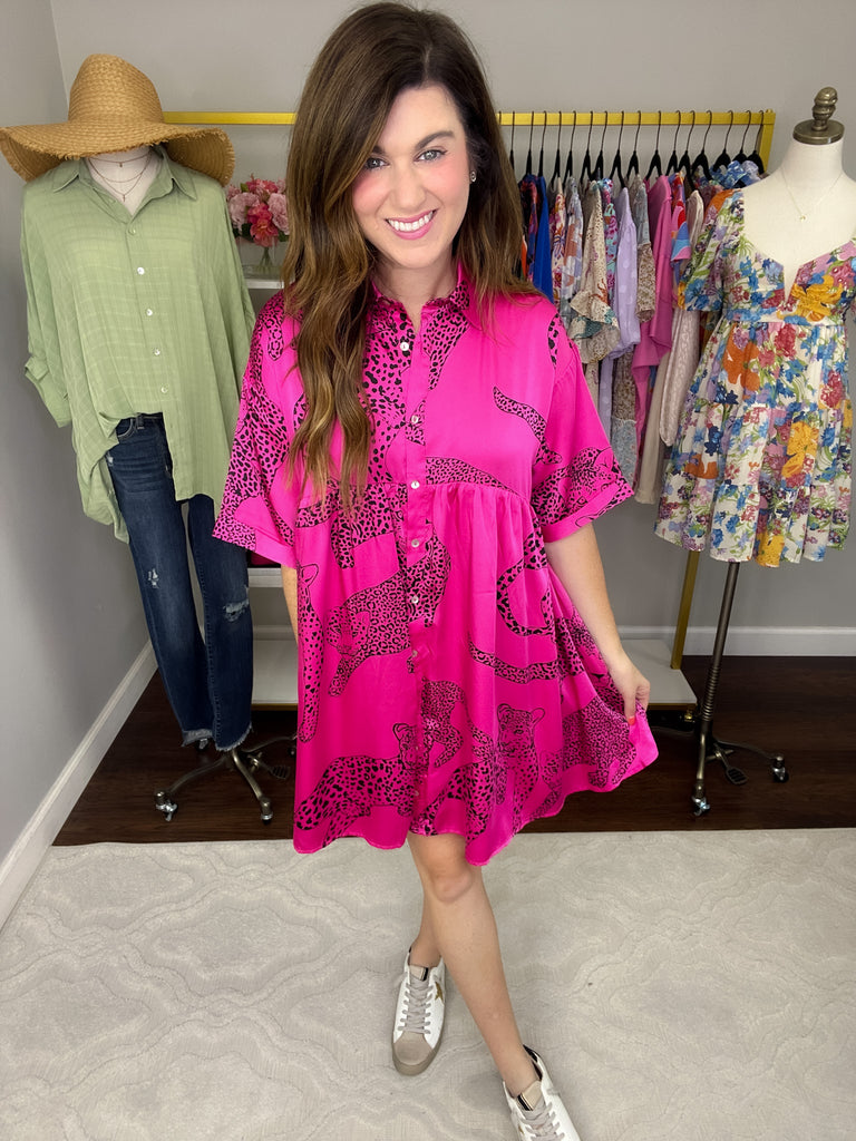 Wild Side Dress in Hot Pink