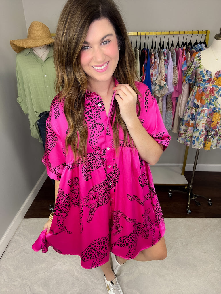 Wild Side Dress in Hot Pink