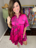 Wild Side Dress in Hot Pink