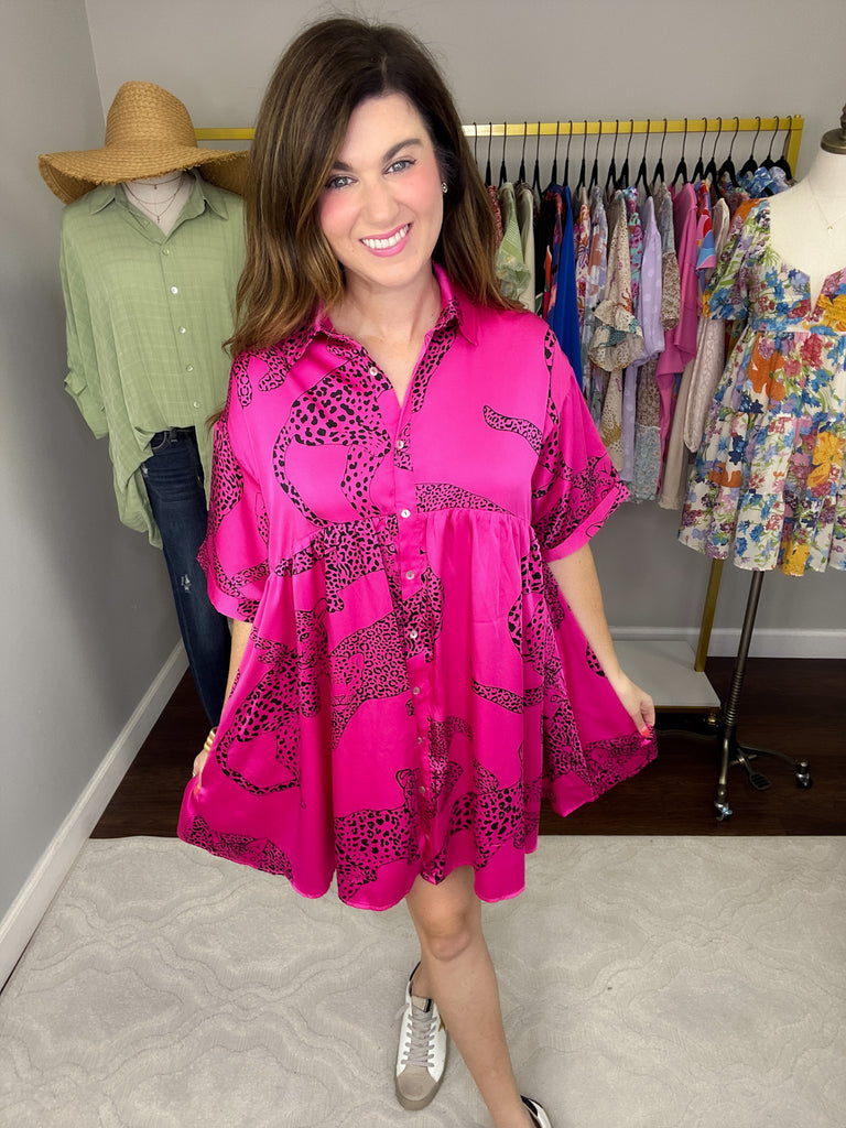 Wild Side Dress in Hot Pink