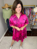 Wild Side Dress in Hot Pink