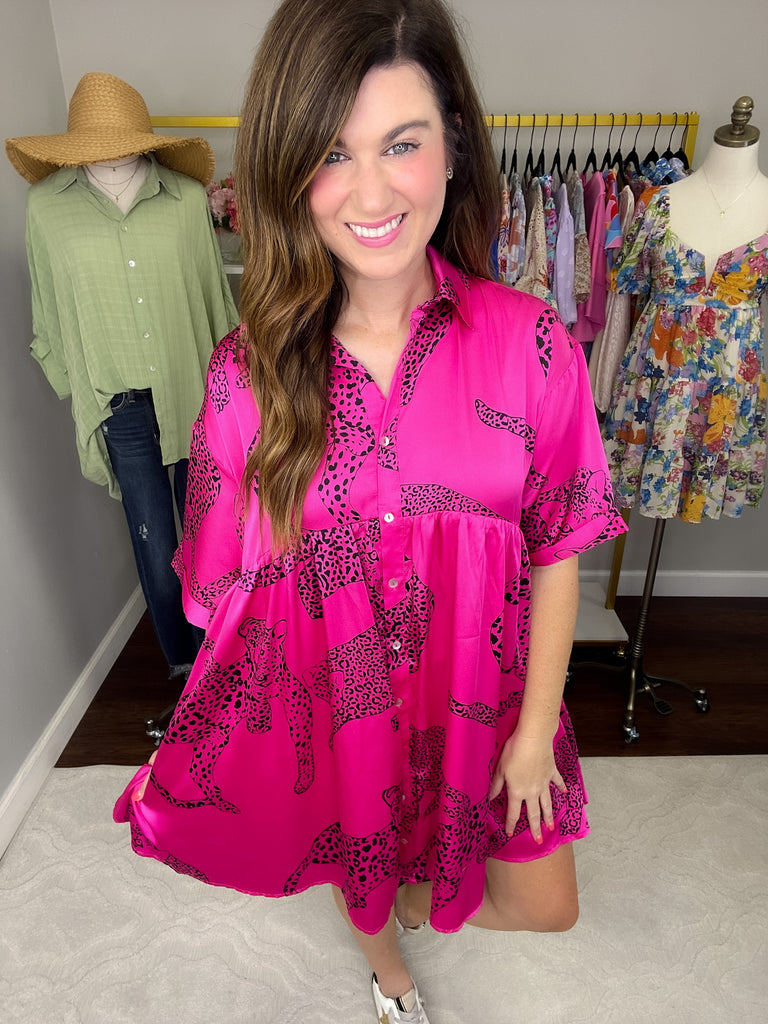 Wild Side Dress in Hot Pink
