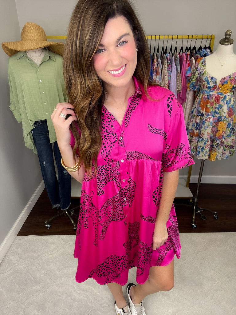 Wild Side Dress in Hot Pink
