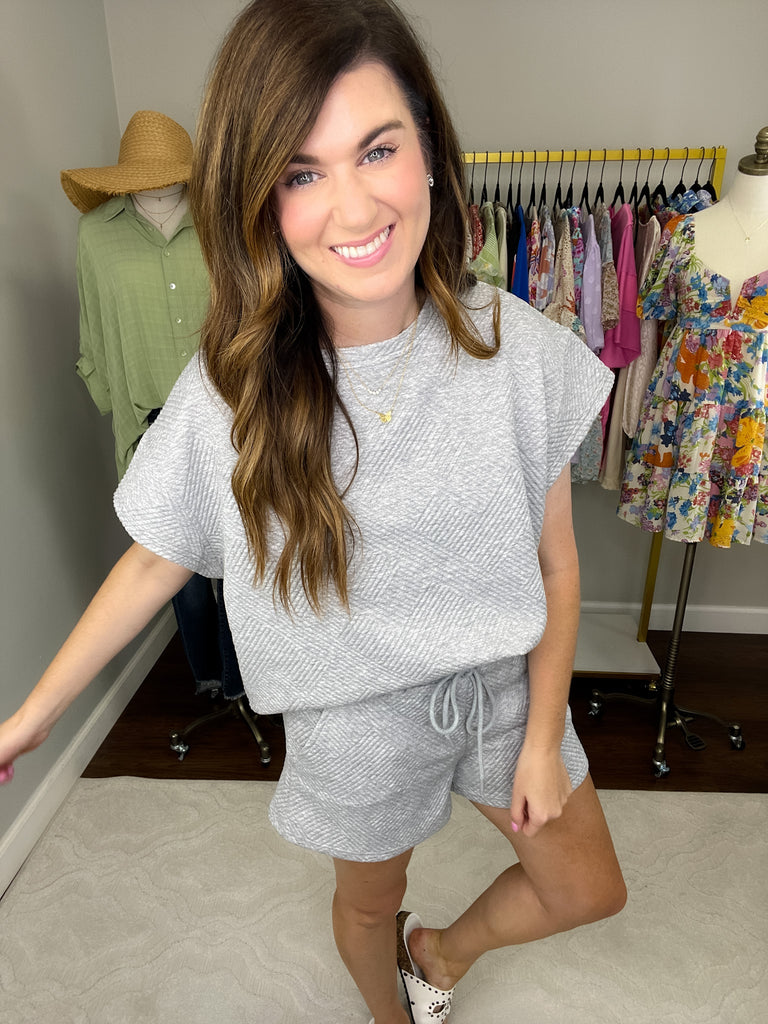 Call My Jet Textured Shorts in Heather Gray